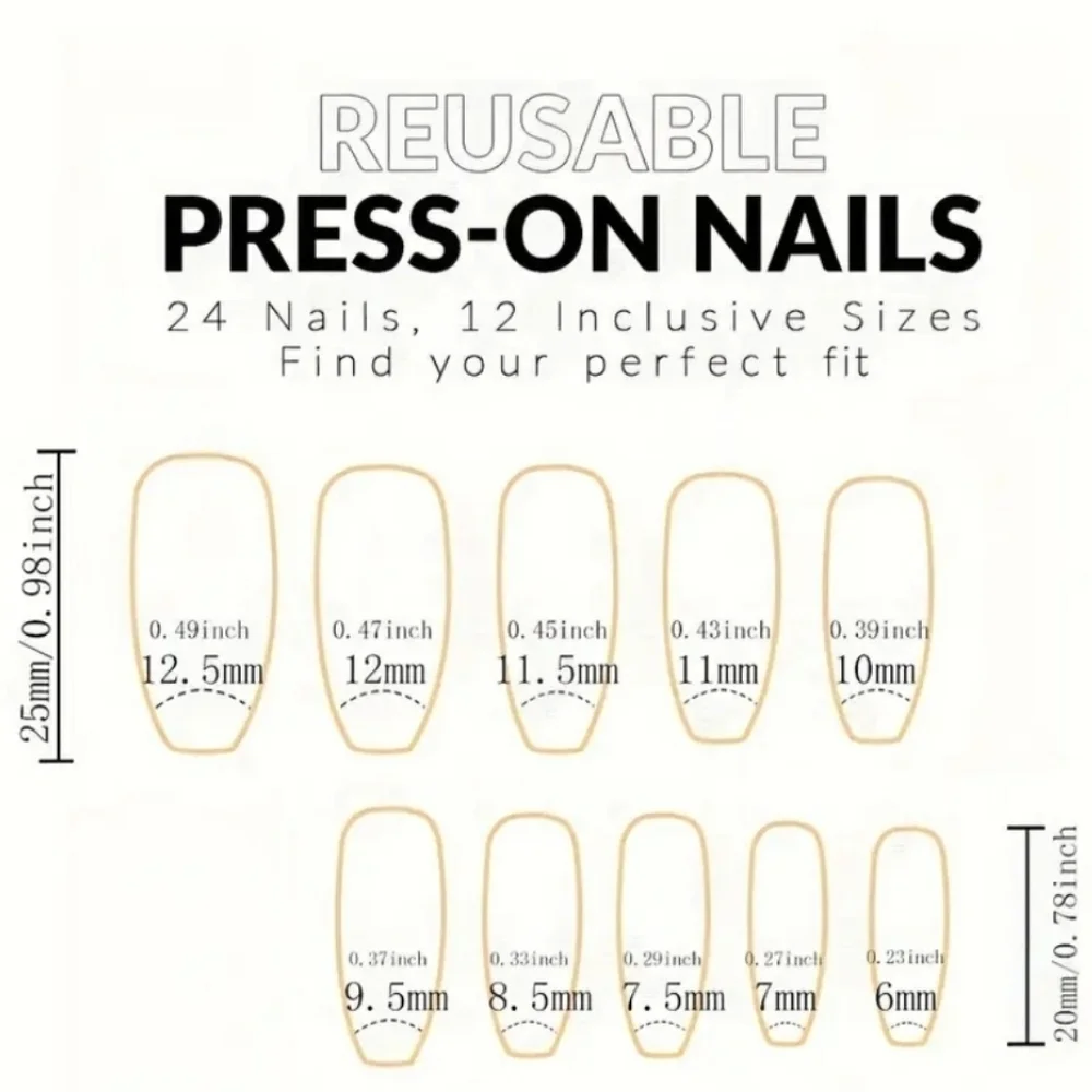 24 Pieces Fake Press On Nails